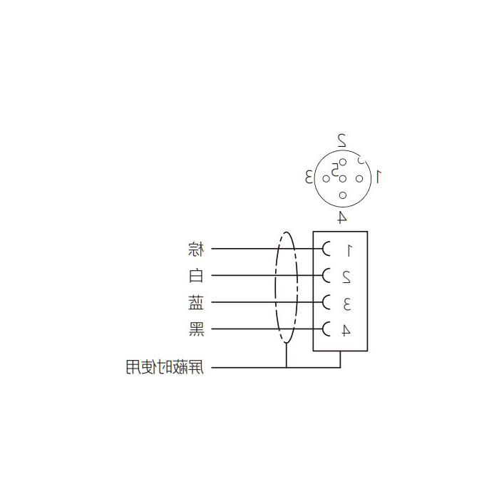 M12 4Pin 母头90°、IP 69K-ECOLAB、食品级、单端预铸PVC非柔性电缆、灰色护套、64E043-XXX